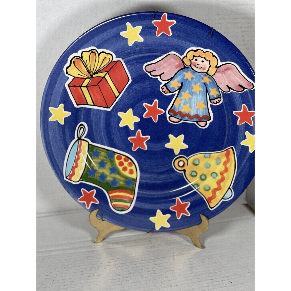 La Gioconda 12” Christmas Angel candy Dessert Plate Platter Hand-painted Italy